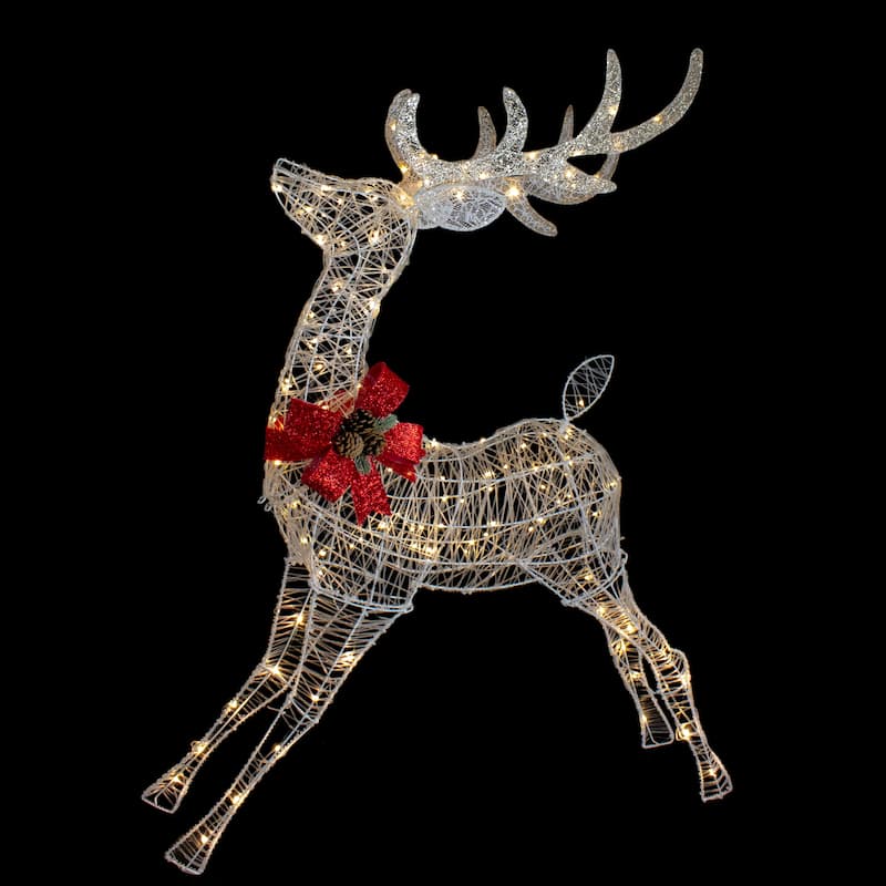 56" LED Lighted Reindeer with Glitter Bow Outdoor Christmas Decoration