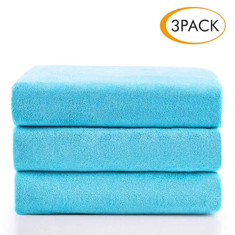 Fast Dry 3-Pack Bath Towels 27"x55" - Sky Blue