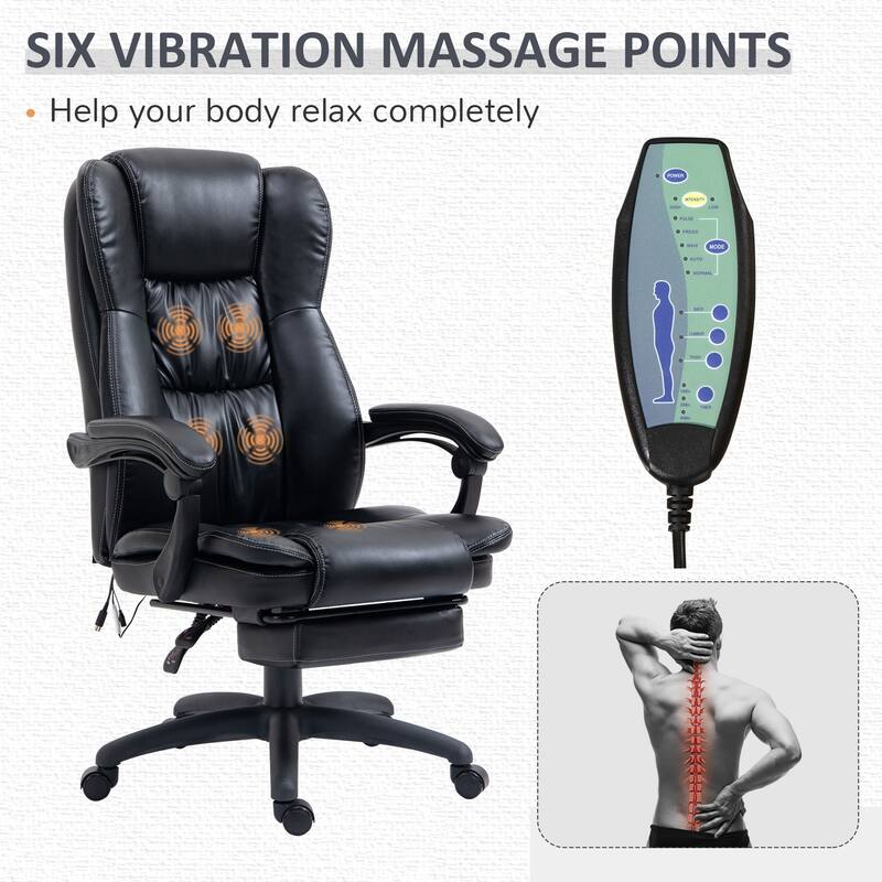 Vinsetto High Back Massage Office Chair, Ergonomic Executive Chair, PU Leather Swivel Chair with 6-Point Vibration Massage