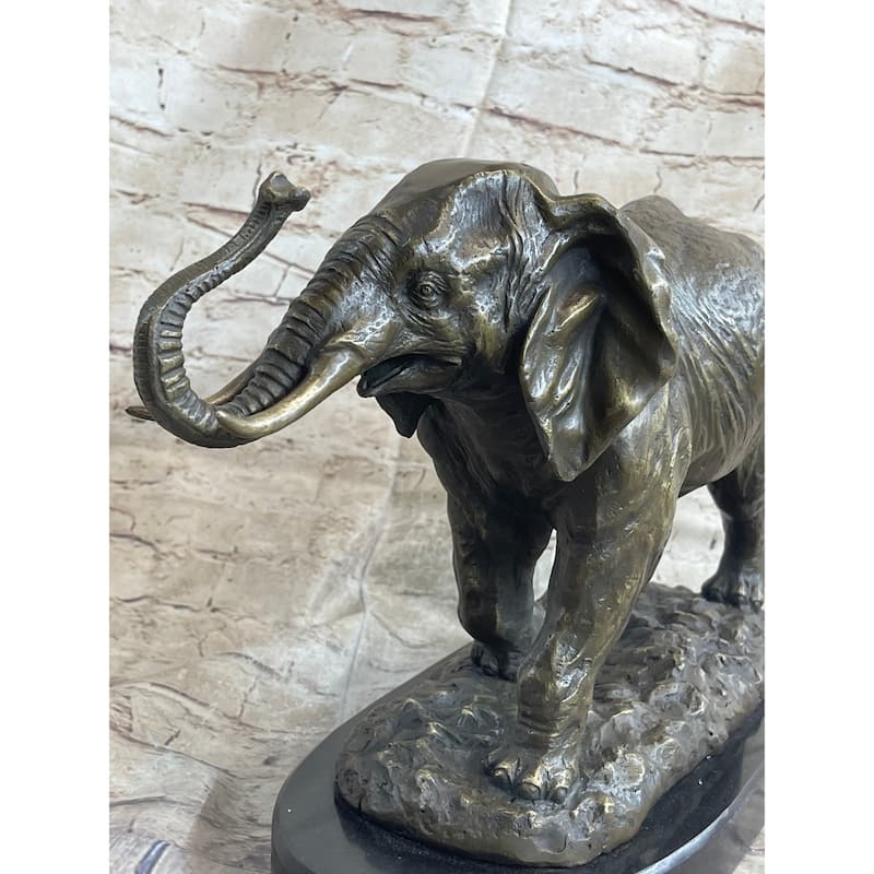 Cast Bronze Marble Sculpture Imitative Elephant Safari Statue Art Figure Figurine Animal
