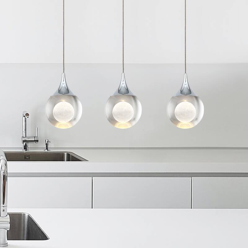 Moon Crystal 1-light Single Globe LED Hanging Pendant Light in Gold/ Chrome/Black/Coffee for Living Room