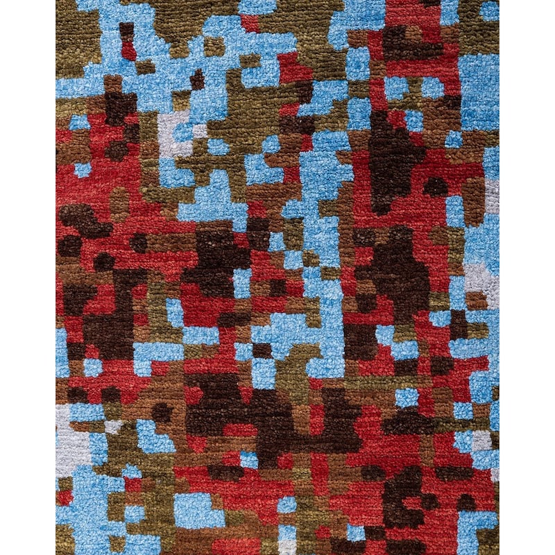 Ikat One-of-a-Kind Hand-Knotted Area Rug - Red, 8' 1" x 10' 0" - 8' 1" x 10' 0"