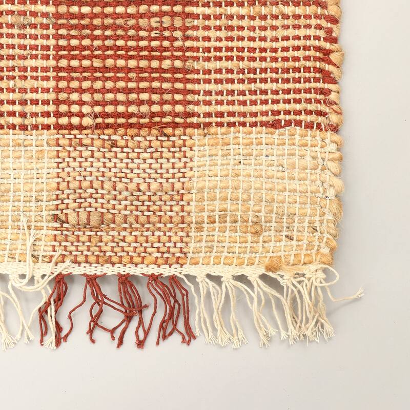 Area Rug, Jute Rug, Durable Dark Brown Plaid Rug, 5X7 ft - 5' x 7'