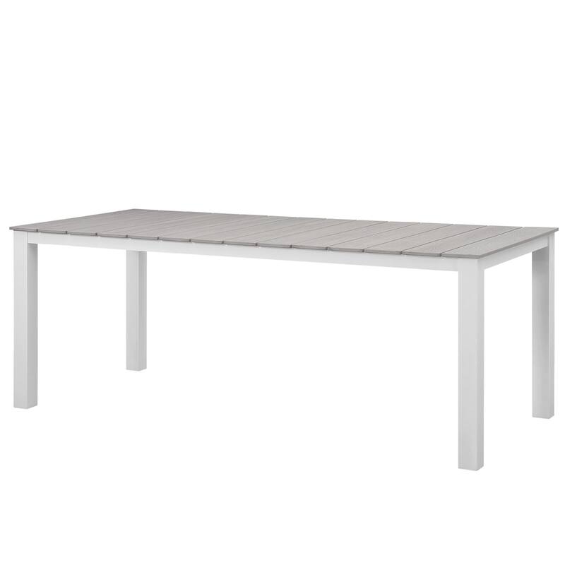 Gilbert Modern Light Grey and White 9 Piece Outdoor Patio Dining Set