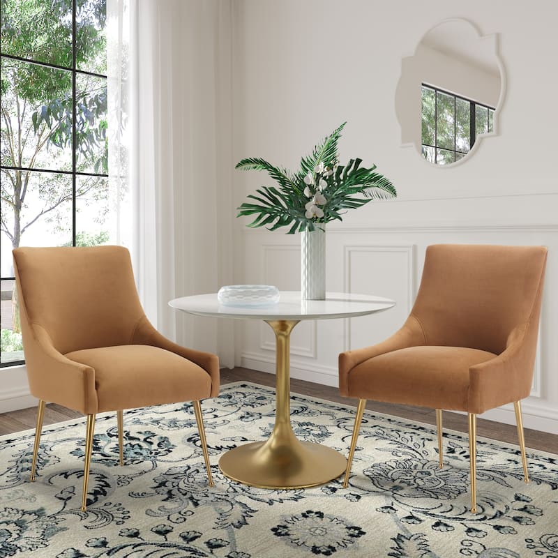 Clihome Stainless Steel Frame Dining Velvet Side Chairs(Set of 2)