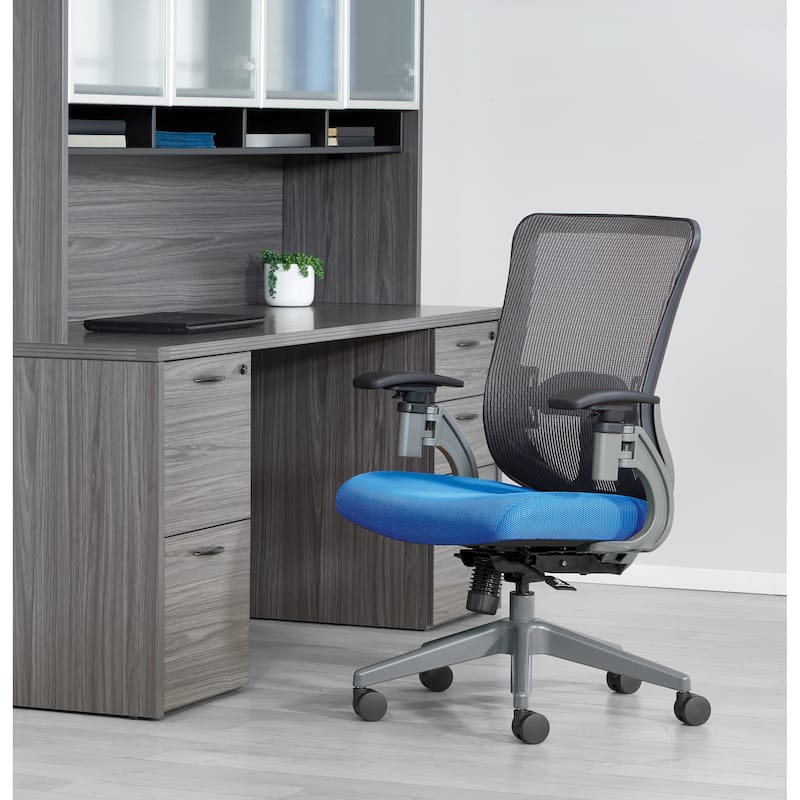 Grey Vertical Mesh Back Managers Chair - Grey/Blue