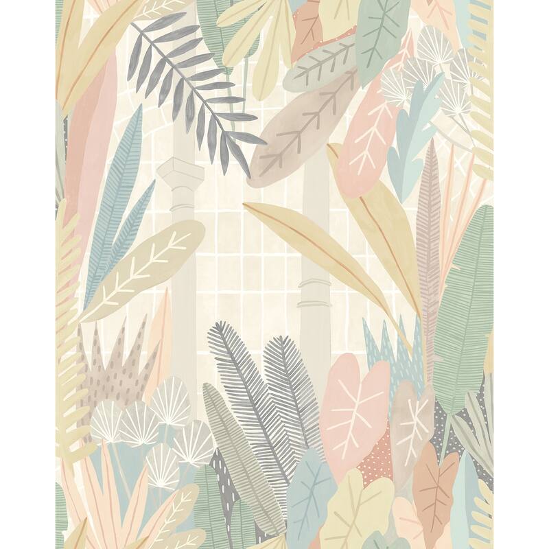 Glasshouse Pastel Tropical Damask Wallpaper