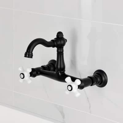 Kingston Brass Vintage Double-Handle 2-Hole Wall-Mount Bridge Kitchen Faucet