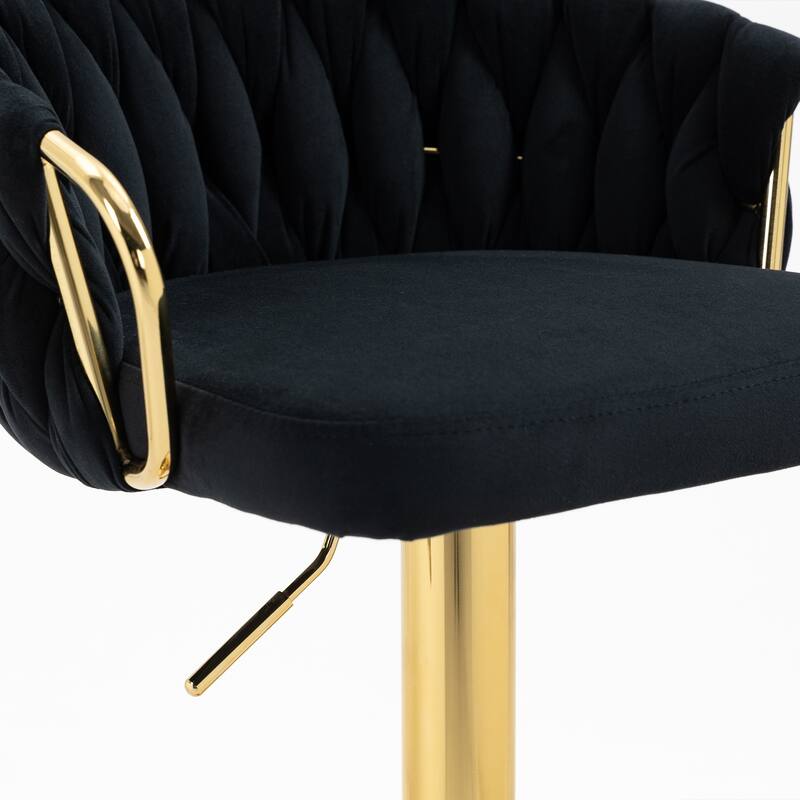 Set of 4 Adjustable Tufted Bar Stools with Backs