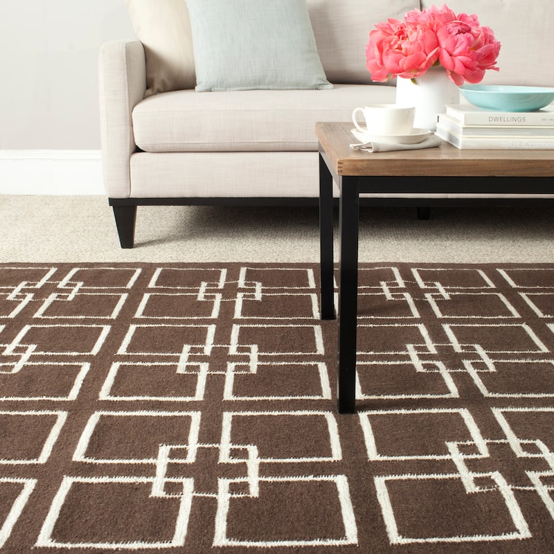 Martha Stewart by SAFAVIEH Square Dance Wool/ Banana Silk Rug - 9' x 12' - Tilled Soil Brown