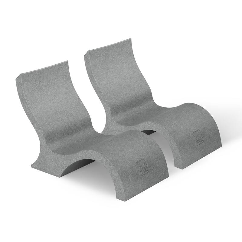 Ledge Lounger - Signature Lowback Chair - for in-Pool or On-Deck Use - Water Depths 0-9" - Set of 2 - Granite Gray