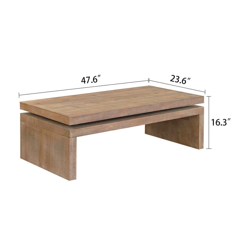 Modern 47.6"W Wood Coffee Table with Sleek Floating Top Design for Stylish Living Room Decor