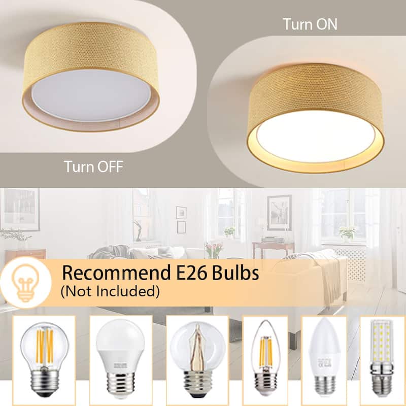 WINGBO 20 in. 5-Light Grass Cloth Flush Mount Light - N/A