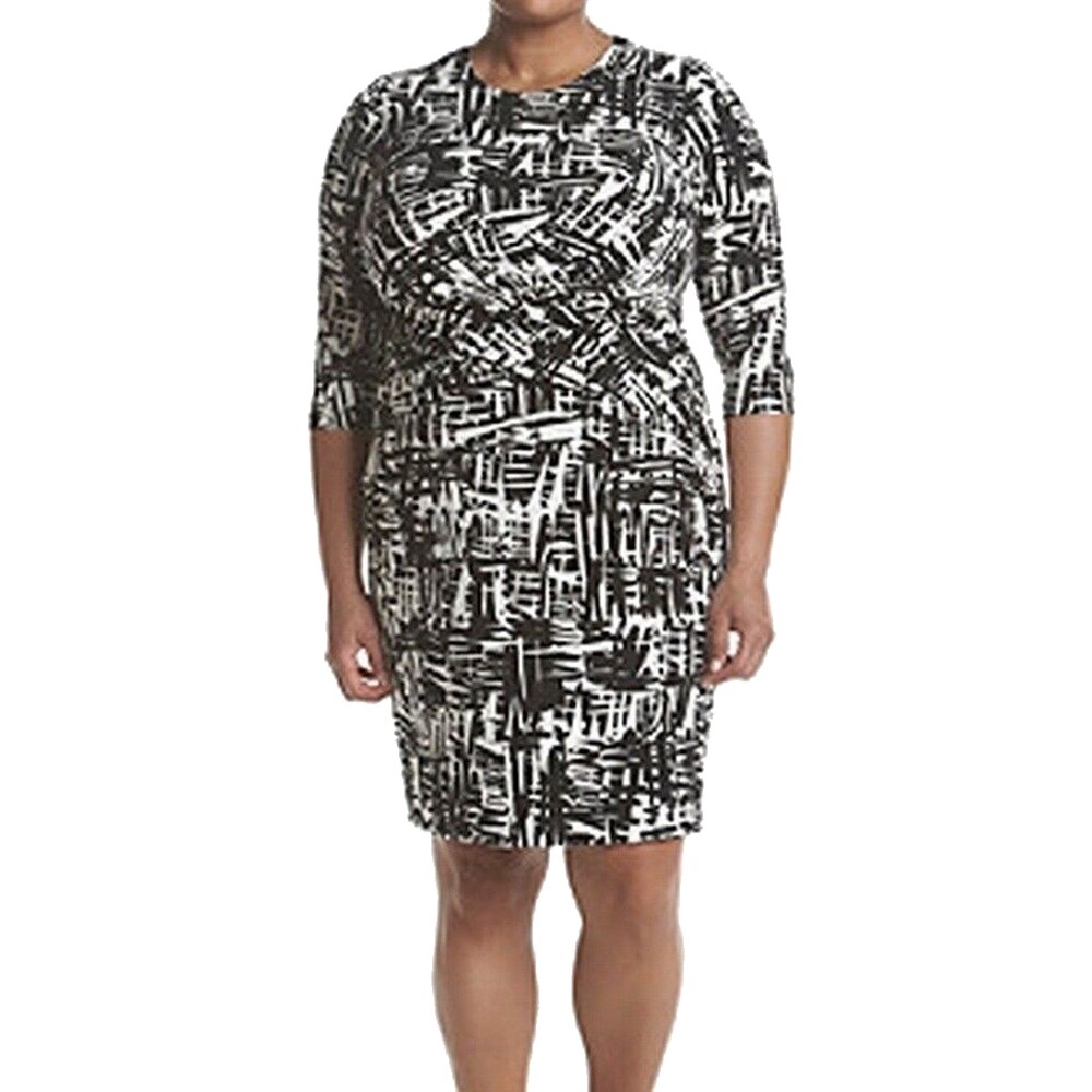 Shop Calvin Klein Women S Us Size Plus Sheath Dress Black White