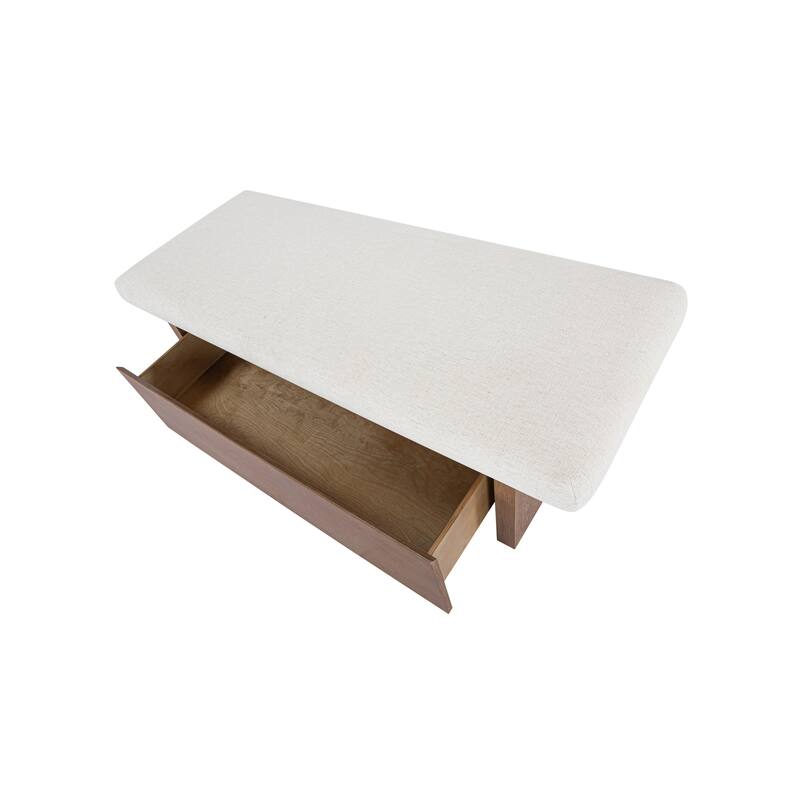 Title: NADAAL STUDIOS Nadaal Orielle Storage Bench, Linen‑Blend Chenille Seat with Oak Veneer Base Oat