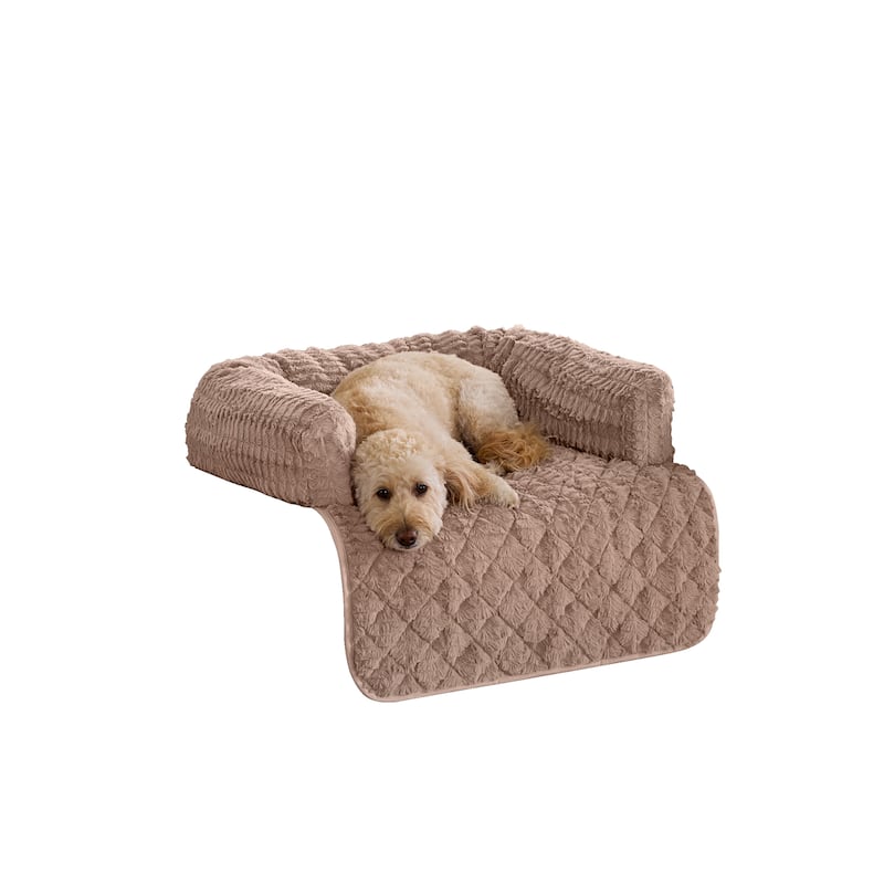 SureFit Pet Fido Fur 3-Sided Bolster Pet Bed, Couch Protector