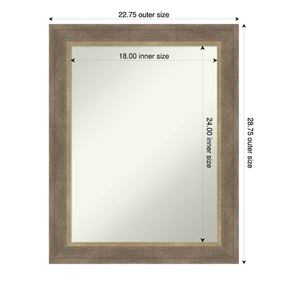 Driftwood Tan Non-Beveled Wood Framed Bathroom Vanity Wall Mirror - Driftwood Tan