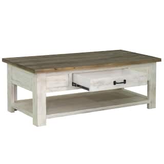 Laneta Reclaimed Pine Coffee Table, White/ Brown