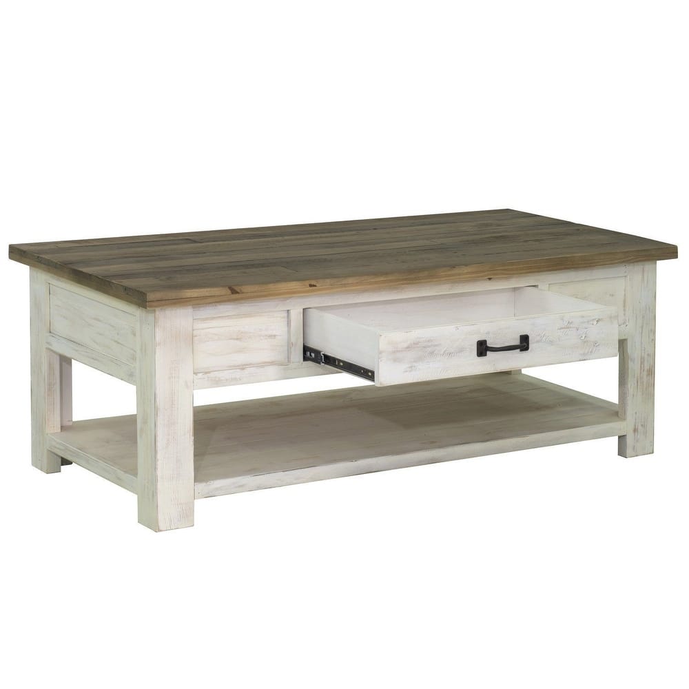 Laneta Reclaimed Pine Coffee Table, White/ Brown