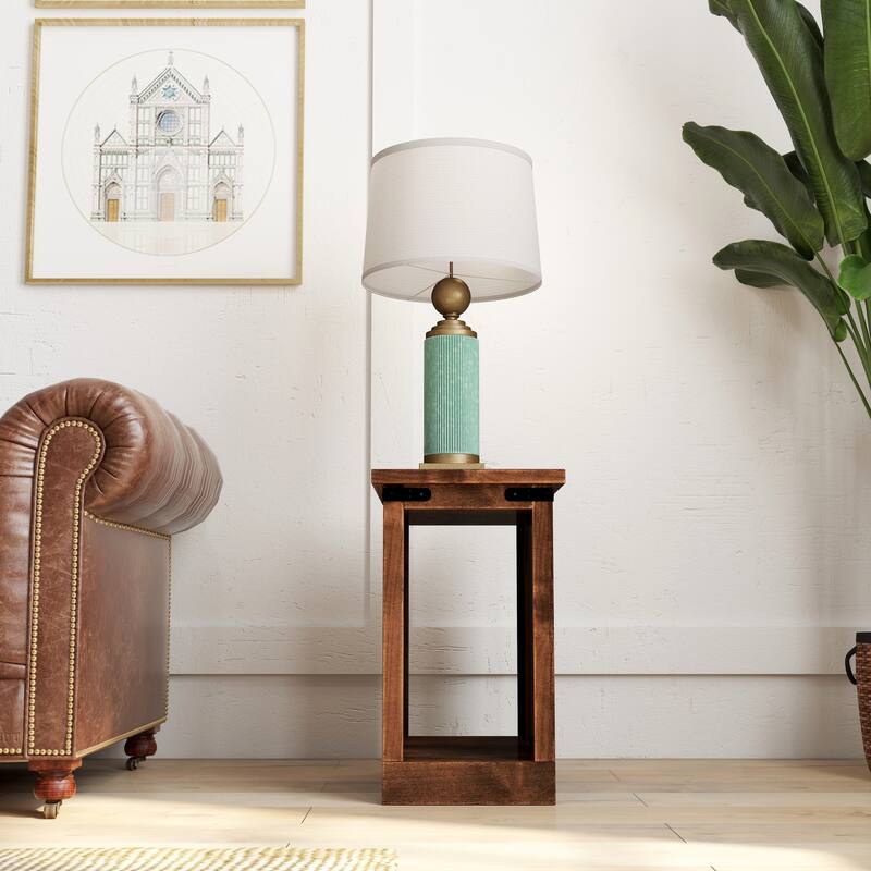 Bridgevine Home Farmhouse 14 inch Chairside Table, No Assembly Required, Aged Whiskey Finish