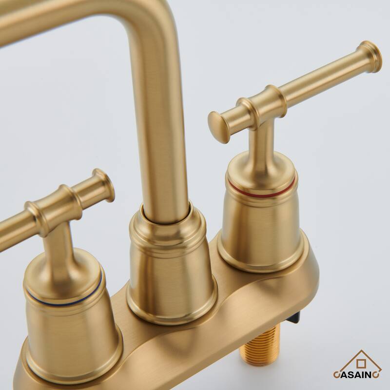 4 in. Centerset Double Handle Bathroom Faucet with Drain Kit Included