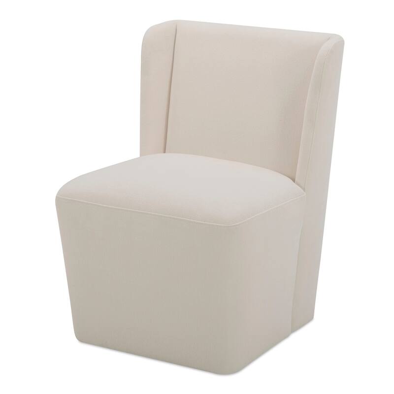 NADAAL STUDIOS Zadie Rolling Dining Chair, 360° Swivel, Polyester Upholstery, High-Density Foam Cushioning, Cream