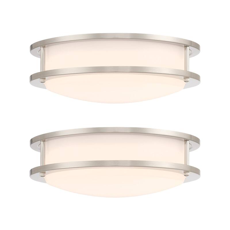 Designers Fountain DC Series 14 in. Modern Brushed Nickel Selectable 5 CCT Integrated LED Flush Mount for Bedrooms, 2-Pack - Silver