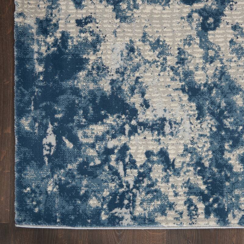 Nourison Rustic Textures Abstract Modern Blue Grey Area Rug