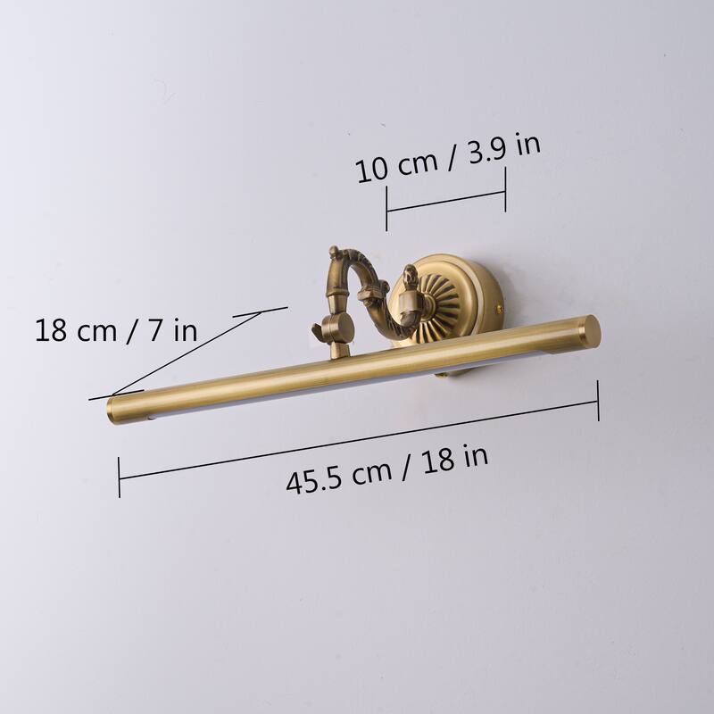 17 in Sculptural Antique Brass LED Vanity Light - 17 in