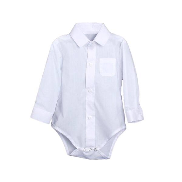 Shop Baby Boys White Poly Cotton Button Up Dress Shirt Bodysuit
