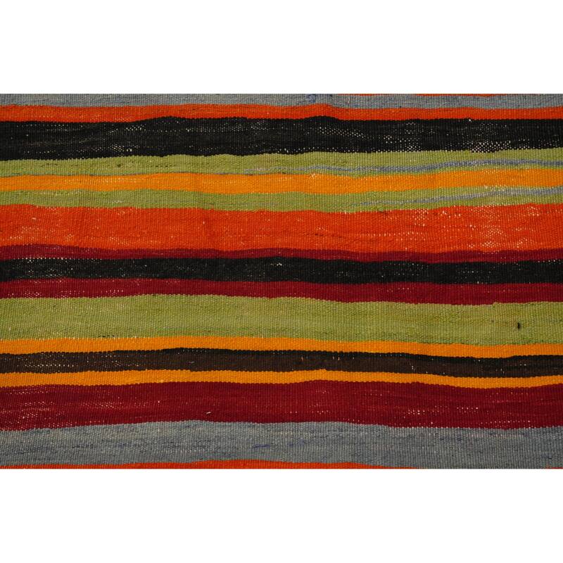 Hand Woven Oriental 100% Wool Carpet Southwestern Geometric Multi-Colored Kilim Area Rug - 8' 4'' X 5' 5''