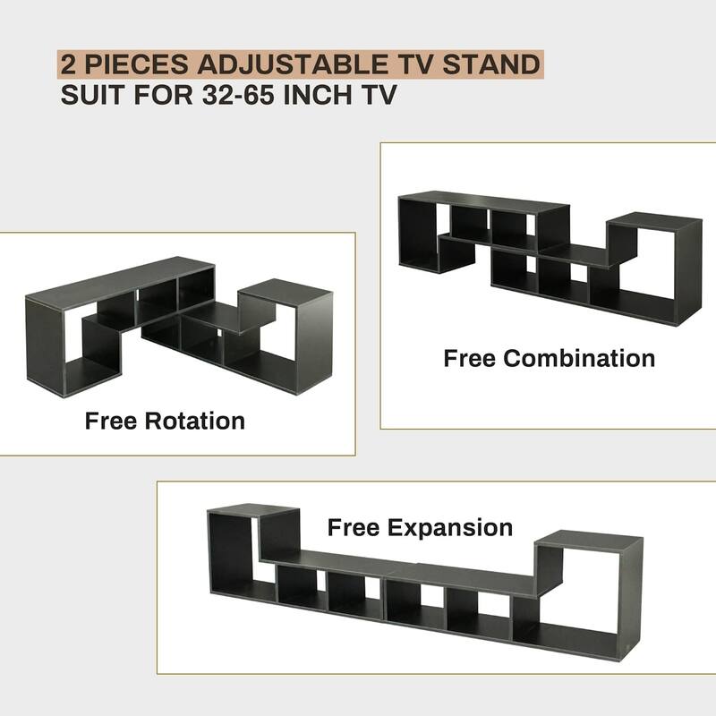 Grondin 2-Piece L Shaped TV Stand, Multi-Functional Free Combination Media Console Bookshelf for Living Room Bedroom