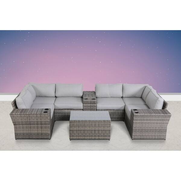 LSI Wicker/Rattan 4 Person Seating Group with Cushions Bed Bath