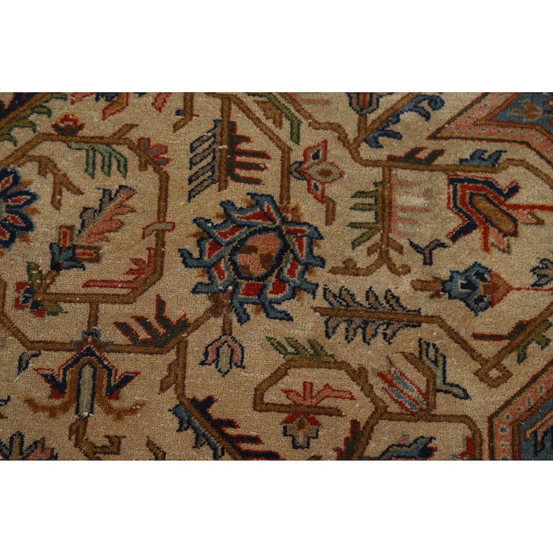 Vegetable Dye Yazd Persian Area Rug Hand-Knotted Wool Carpet - 6'10" x 10'7"