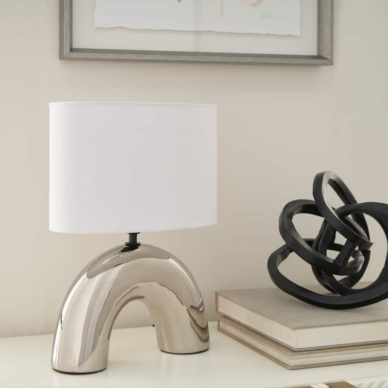 Nourison 15" Modern Silver Chrome Arch Table Lamp