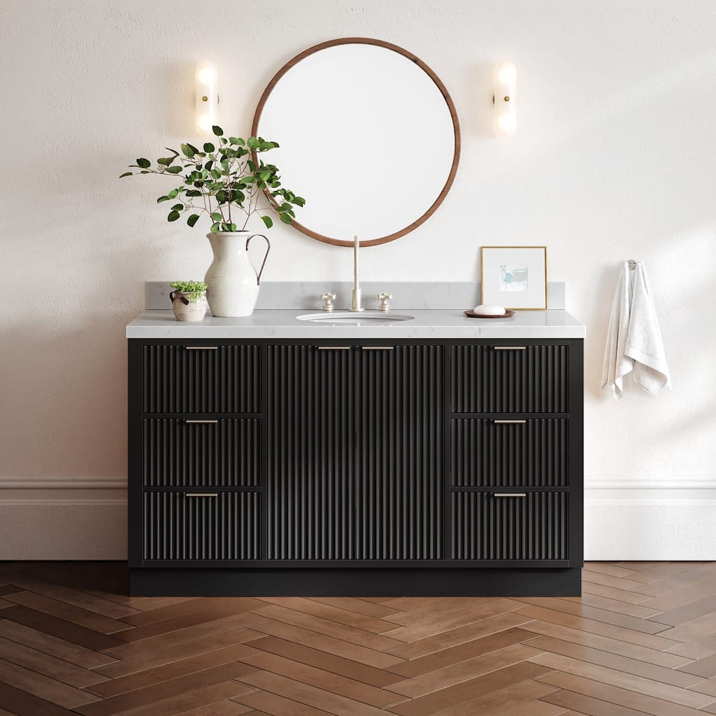 Ariel P60CQOVO Milan 60" Free Standing Single Basin Vanity Set with