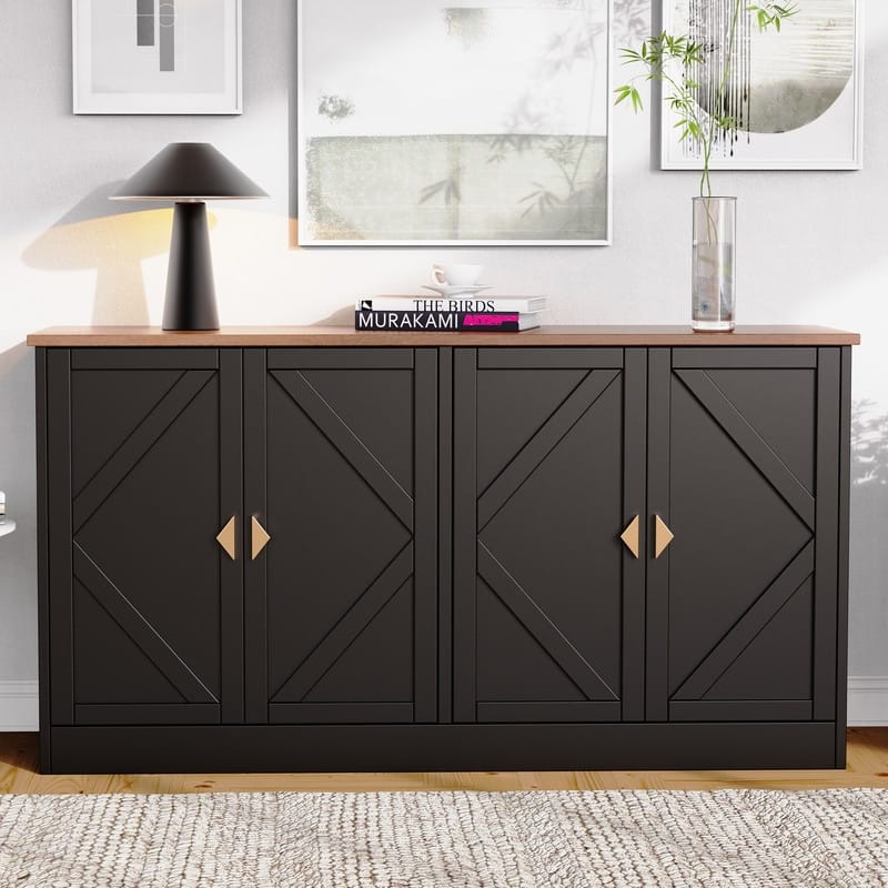 Modern Storage Cabinet Buffet with Line Design
