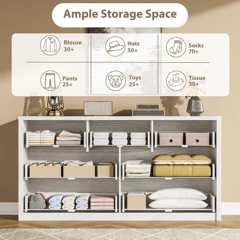 Modern Wide 7 Drawer Dresser Storage Cabinet for Living Room, Hallway Entryway