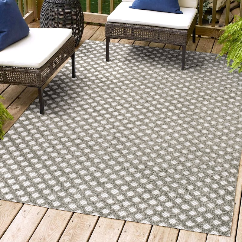 JONATHAN Y Citta High-Low Pile Mini-Diamond Trellis Indoor/Outdoor Area Rug