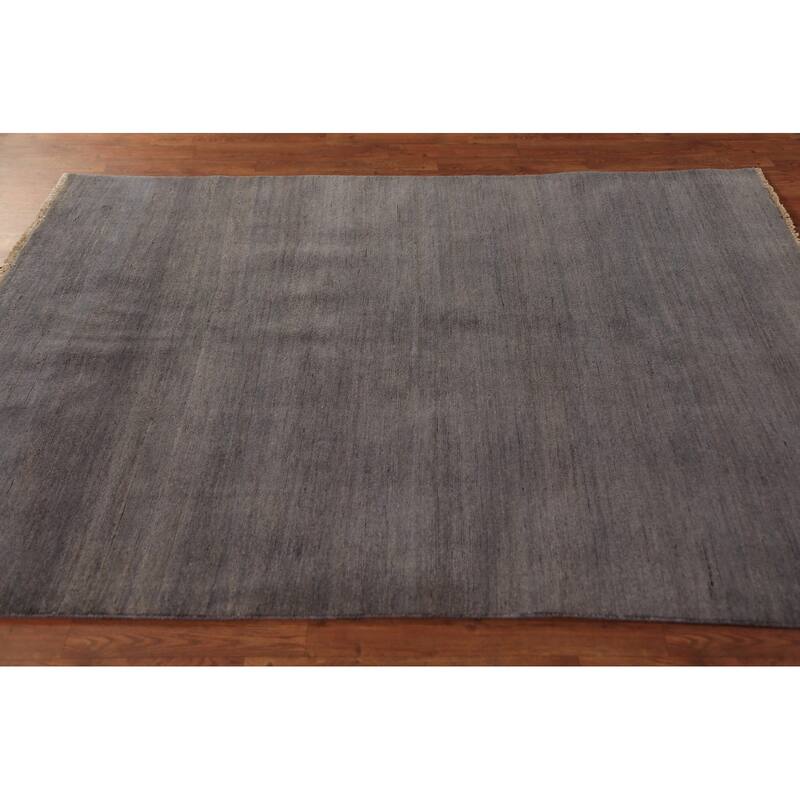 Modern Grey Gabbeh Oriental Area Rug Handmade Wool Carpet - 5'0" x 6'9"