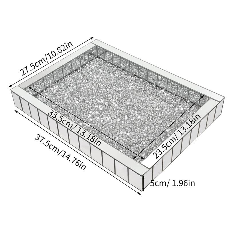 Crush Diamond Mirrored Tray Jewelry Perfume Organizer Bathroom Vanity Tray