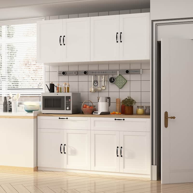Storage Cabinet Kitchen Pantry Garage Wall Floor and Wall Cabinet Set