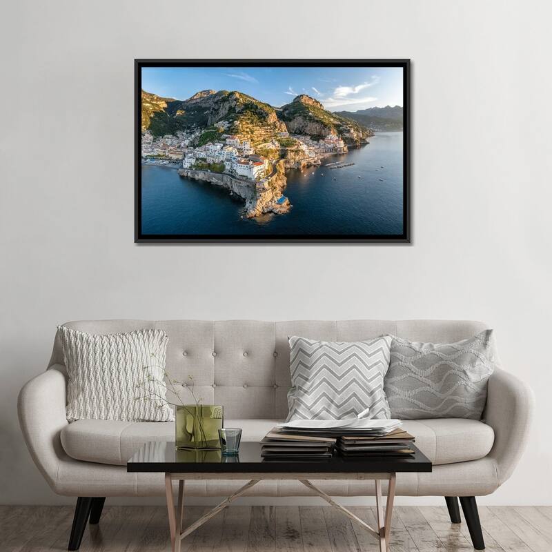 iCanvas "View Of The Amalfi Coast With The Towns Amalfi And Atrani, Gulf Of Naples, Italy" by Jan Becke Framed Canvas Print