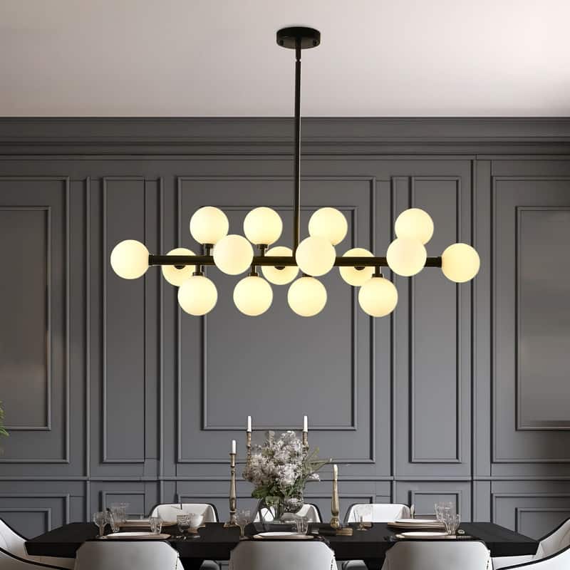 Modern Linear Chandelier 16-Light Sputnik Glass Globe Chandelier Mid Century - 38inch