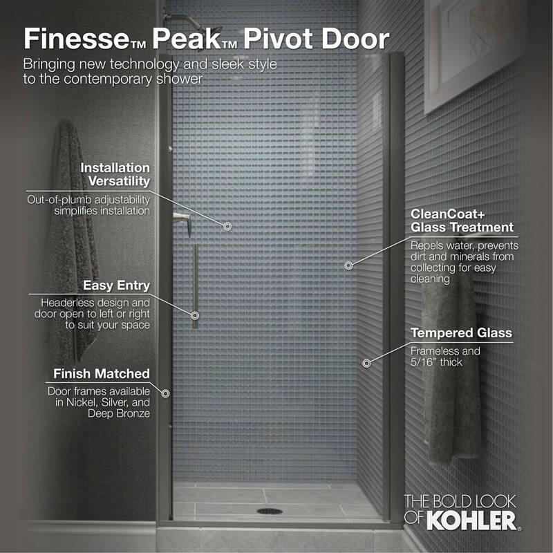 Sterling 5699-33 Finesse Peak Headerless frameless pivot shower door