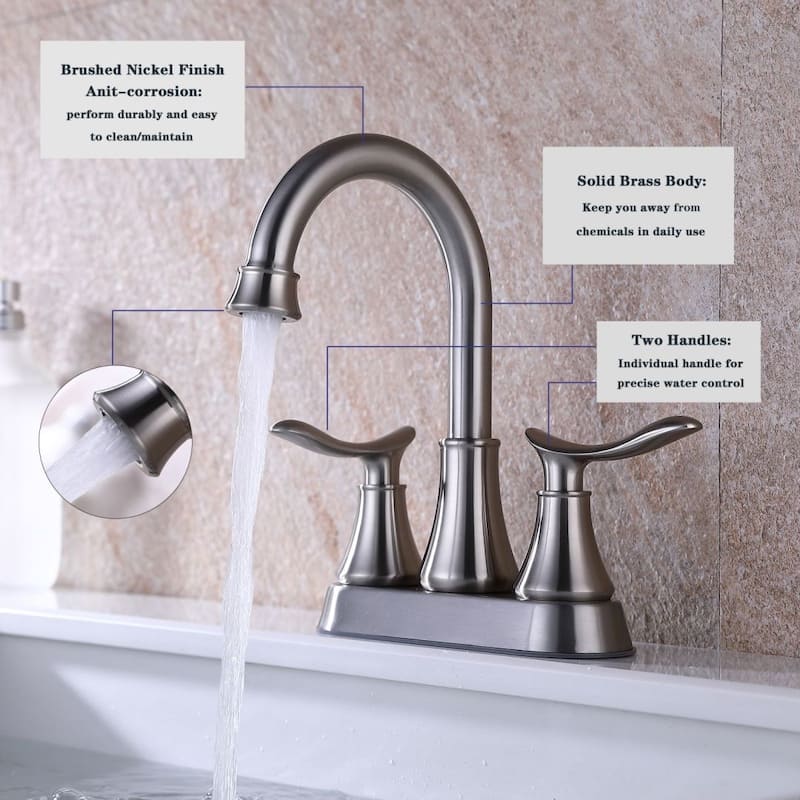 2 4" Bathroom Faucets with Pop-Up Drain and Water Hose