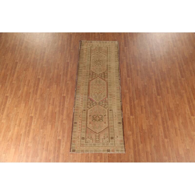 Ardebil Persian Antique Runner Rug Hand-Knotted Wool Carpet - 3'6" x 9'11"