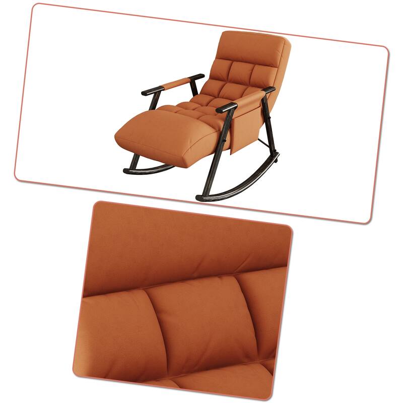 Modern Classic Fabric Upholstered Rocking Chair with Storage Pocket