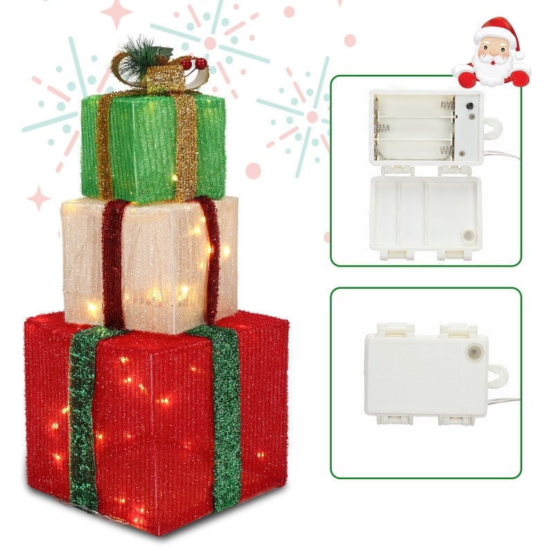 Lighted Gift Boxes Christmas Decoration Set of 3