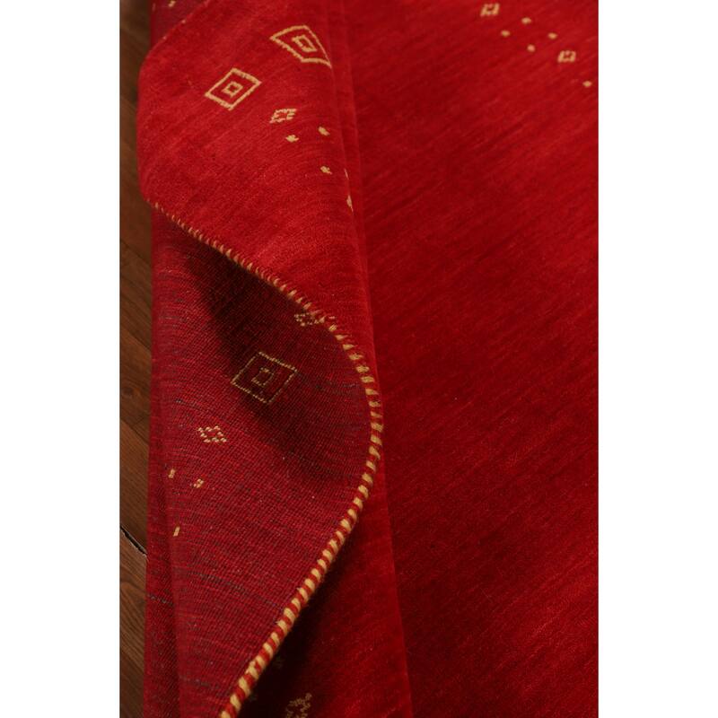 Red Gabbeh Oriental Area Rug Hand-Knotted Modern Wool Carpet - 5'7"x 7'9"